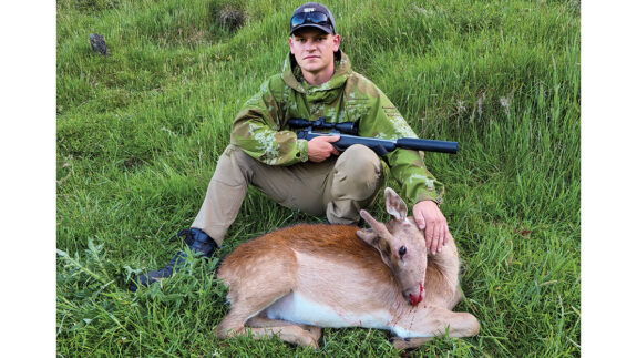 Reuben had no issues using this little pig to secure his first deer at 230 metres.